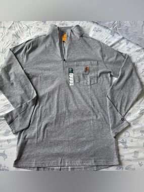 Carhartt Men’s Heather Gray Quarter-Zip Pocket Pullover